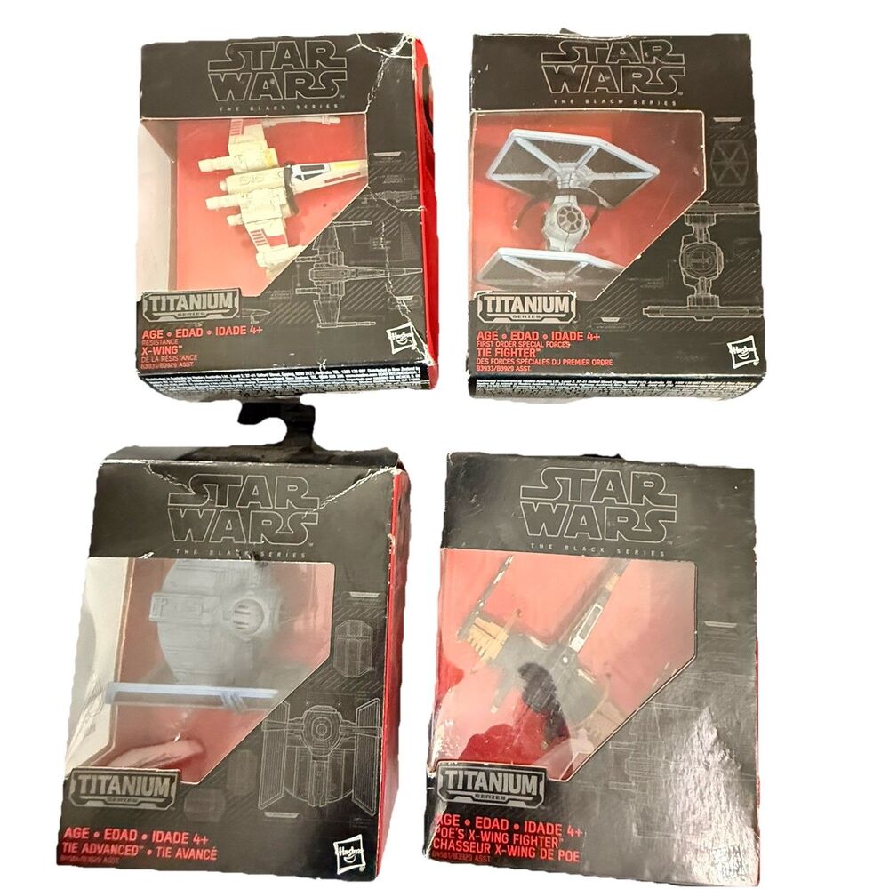 star swars titanium series set of 4 metal figurines poes xwings tie fighters
